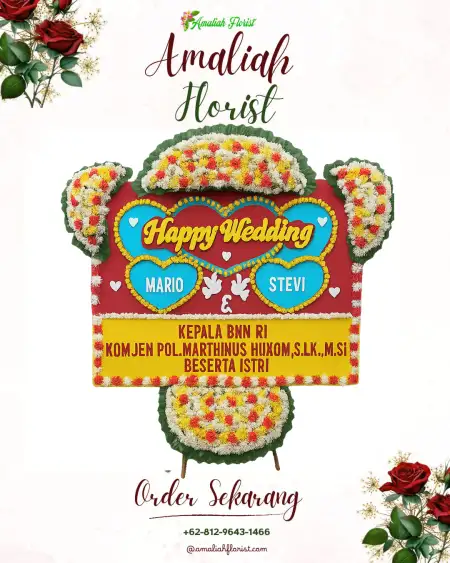 Papan Bunga Pernikahan Payung Batu